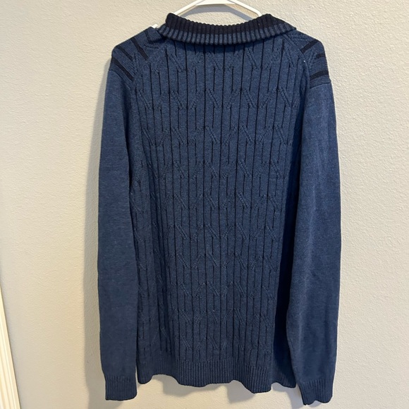 Tommy Bahama Men Navy Island Zone Knit 1/4 Zip Sweater - Picture 4 of 6